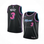Maillot Enfant Miami Heat Dwyane Wade NO 3 Ville Noir