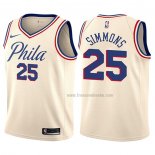 Maillot Enfant Philadelphia 76ers Ben Simmons NO 25 Ville Creme