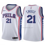 Maillot Enfant Philadelphia 76ers Joel Embiid NO 21 2017-18 Blanc