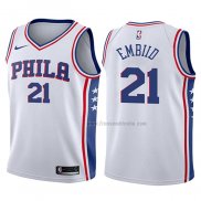 Maillot Enfant Philadelphia 76ers Joel Embiid NO 21 2017-18 Blanc