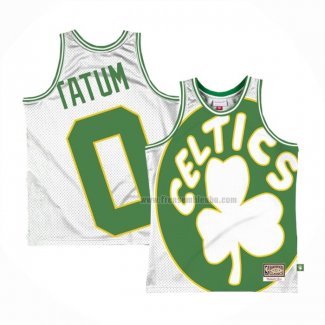 Maillot Boston Celtics Jayson Tatum NO 0 Mitchell & Ness Big Face Blanc