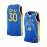Maillot Golden State Warriors Stephen Curry NO 30 Earned 2022-23 Bleu