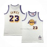 Maillot Los Angeles Lakers LeBron James NO 23 Mitchell & Ness Chainstitch Creme