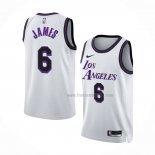 Maillot Los Angeles Lakers LeBron James NO 6 Ville 2022-23 Blanc