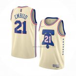 Maillot Philadelphia 76ers Joel Embiid NO 21 Earned 2020-21 Creme