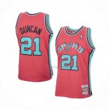 Maillot San Antonio Spurs Tim Duncan NO 21 Mitchell & Ness 1998-99 Rosa