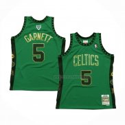 Maillot Boston Celtics Kevin Garnett NO 5 Hardwood Classics Throwback Hall of Fame Vert