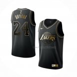 Maillot Golden Edition Los Angeles Lakers Kobe Bryant NO 24 Noir