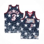 Maillot Philadelphia 76ers Allen Iverson NO 3 Independence Day Mitchell & Ness Noir