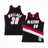 Maillot Portland Trail Blazers Rasheed Wallace NO 30 Hardwood Classics Throwback Noir