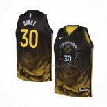 Maillot Enfant Golden State Warriors Stephen Curry NO 30 Ville 2022-23 Noir