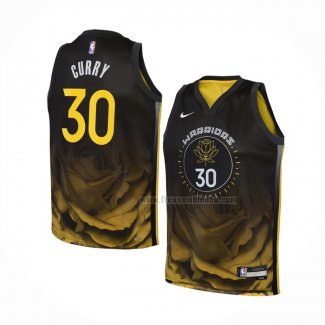 Maillot Enfant Golden State Warriors Stephen Curry NO 30 Ville 2022-23 Noir