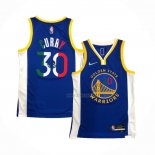 Maillot Golden State Warriors Stephen Curry NO 30 Icon Royal Special Mexico Edition Bleu