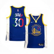 Maillot Golden State Warriors Stephen Curry NO 30 Icon Royal Special Mexico Edition Bleu