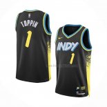 Maillot Indiana Pacers Obi Toppin NO 1 Ville 2023-24 Noir