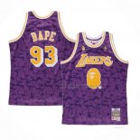 Maillot Los Angeles Lakers Bape NO 93 Mitchell & Ness Volet