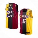 Maillot Los Angeles Lakers LeBron James 2020 Fmvp Heat Cavaliers Split Dual Number Rouge Or