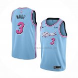 Maillot Miami Heat Dwyane Wade NO 3 Ville Bleu