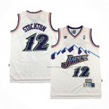 Maillot Utah Jazz John Stockton NO 12 Retro Blanc