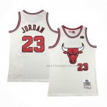 Maillot Chicago Bulls Michael Jordan NO 23 Mitchell & Ness Chainstitch Creme