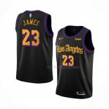 Maillot Los Angeles Lakers LeBron James NO 23 Ville 2019-20 Noir
