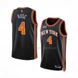 Maillot New York Knicks Derrick Rose NO 4 Ville 2021-22 Noir
