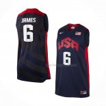 Maillot USA 2012 LeBron James NO 6 Noir