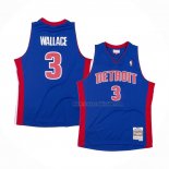 Maillot Detroit Pistons Ben Wallace NO 3 Hardwood Classics Throwback Bleu