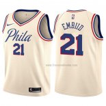 Maillot Enfant Philadelphia 76ers Joel Embiid NO 21 Ville Creme