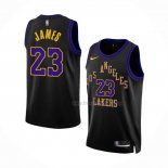 Maillot Los Angeles Lakers LeBron James NO 23 Ville 2023-24 Noir