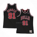 Maillot Chicago Bulls Dennis Rodman NO 91 Hardwood Classics Throwback Noir