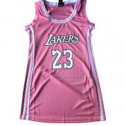 Maillot Femme Los Angeles Lakers LeBron James NO 23 Rosa
