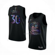 Maillot Golden State Warriors Stephen Curry NO 30 Iridescent Logo Noir