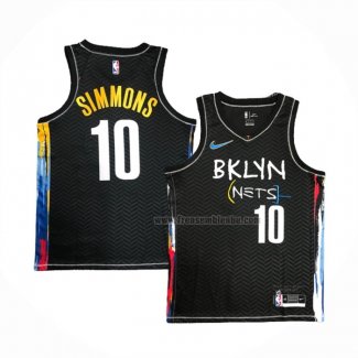Maillot Brooklyn Nets Ben Simmons NO 10 Ville 2020-21 Noir