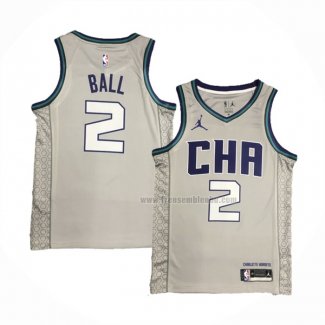 Maillot Charlotte Hornets LaMelo Ball NO 2 Ville Edition Gris