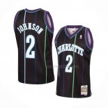 Maillot Charlotte Hornets Larry Johnson NO 2 Mitchell & Ness 1992-93 Noir