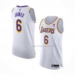 Maillot Los Angeles Lakers LeBron James NO 6 Association Authentique Blanc