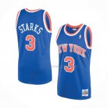 Maillot New York Knicks John Starks NO 3 Mitchell & Ness 1991-92 Bleu