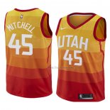 Maillot Enfant Utah Jazz Donovan Mitchell NO 45 Ville 2017-18 Orange