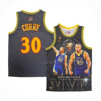 Maillot Golden State Warriors Stephen Curry NO 30 Mitchell & Ness MVP Noir