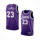 Maillot Los Angeles Lakers LeBron James NO 23 Ville 2021-22 Volet