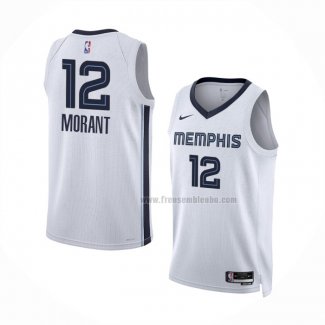 Maillot Memphis Grizzlies Ja Morant NO 12 Association 2022-23 Blanc