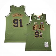 Maillot Chicago Bulls Dennis Rodman NO 91 Mitchell & Ness 1997-98 Vert