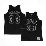 Maillot Chicago Bulls Scottie Pippen NO 33 Hardwood Classics Throwback White Logo Noir
