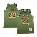 Maillot Los Angeles Lakers LeBron James NO 23 Mitchell & Ness 2018-19 Vert