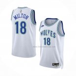Maillot Minnesota Timberwolves Shake Milton NO 18 Classic 2023-24 Blanc