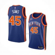 Maillot New York Knicks Jericho Sims NO 45 Ville 2023-24 Bleu