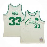 Maillot Boston Celtics Larry Bird NO 33 Mitchell & Ness Chainstitch Creme