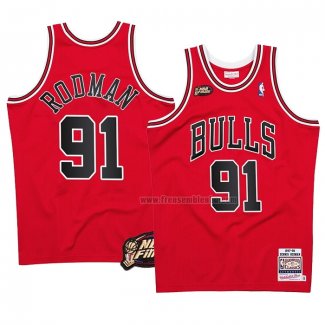 Maillot Chicago Bulls Dennis Rodman NO 91 Mitchell & Ness 1997-98 NBA Finals Rouge