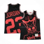 Maillot Chicago Bulls Michael Jordan NO 23 Mitchell & Ness Big Face Noir